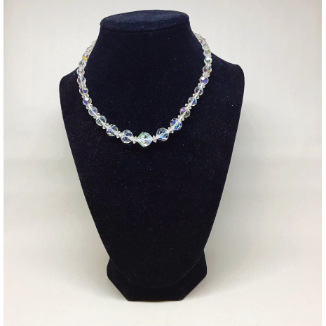 Vintage 1950s Estate Laguna Aurora Borealis Crystal 16" Choker Necklace