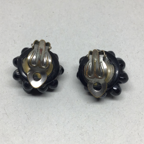 Vintage 1950s Marked Germany White Milk Glass Flower Cluster Screw-Back Earrings