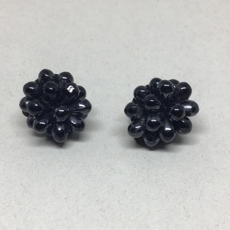 Vintage 1950s Marked Germany White Milk Glass Flower Cluster Screw-Back Earrings