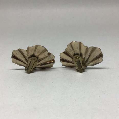 Vintage Pink Enamel Ginko Flower Earrings 