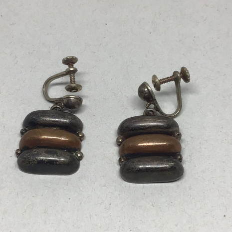 Vintage 1940s/1950s Taxco Modernist Martin Ocampo Mexico, Mixed Metal, Two-Tone