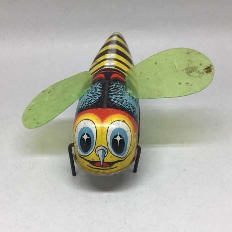 Vintage Shackman NY Tin Litho Wind-Up Bee Toy