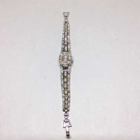 Vintage 1950s Cromwell Swiss Rhinestone Flip-Top Ladies Bracelet Watch- Non Work