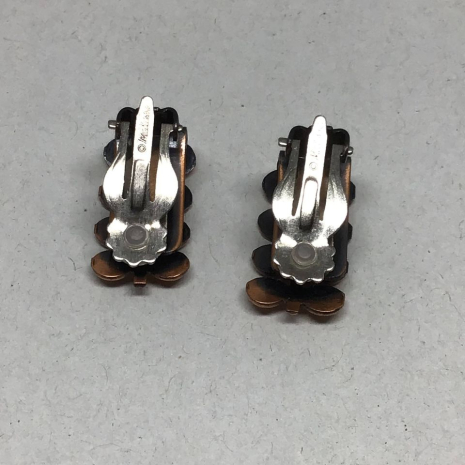 Vintage Solid Copper Modernist Abstract Signed Matisse (Renoir) Clip-On Earrings