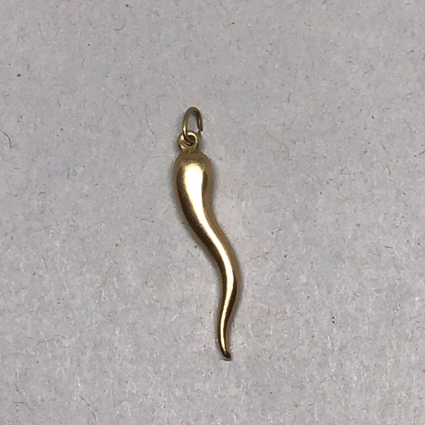 Vintage 1980s 14k Yellow Gold Italian Horn Cornicello Charm.