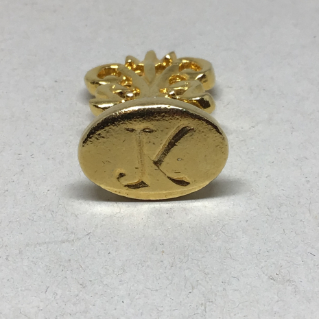 Vintage Gold-Tone Wax Seal Stamp with the Initials JK