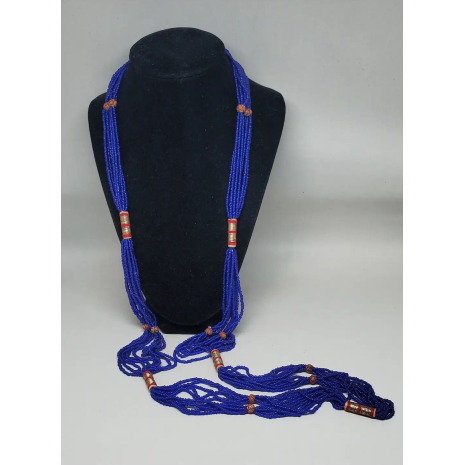 Vintage 1920s/1930s 46" Length Flapper Style Blue Seed Bead Necklace 