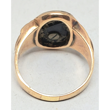 Vintage 10K Gold Signet Initial "M" with Diamond Accent Two-Tone Gold Repousse'