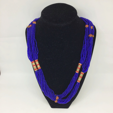 Vintage 1920s/1930s 46" Length Flapper Style Blue Seed Bead Necklace 