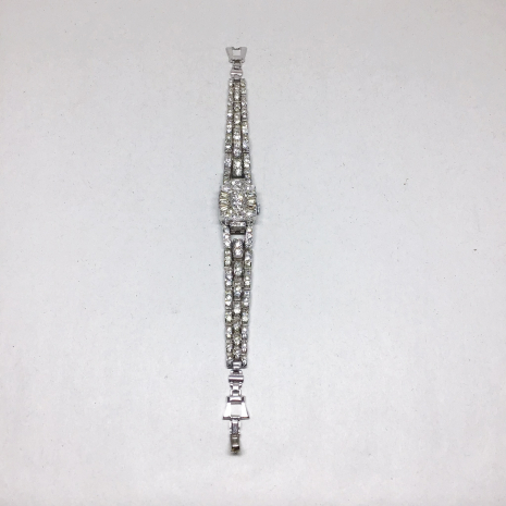 Vintage 1950s Cromwell Swiss Rhinestone Flip-Top Ladies Bracelet Watch- Non Work