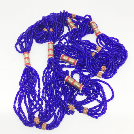 Vintage 1920s/1930s 46" Length Flapper Style Blue Seed Bead Necklace 