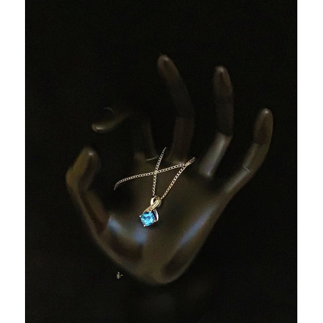 Sterling Silver Blue Swiss Topaz And Diamond Pendant Necklace