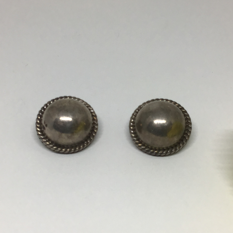 Vintage 1950s Taxco Large 21.87 Gram Sterling Silver rustic Concho Style Clip-On