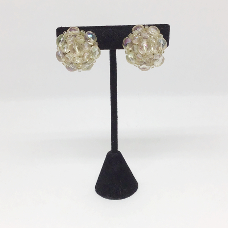Vintage Western Germany Wired Crystal Cluster Bead Earrings