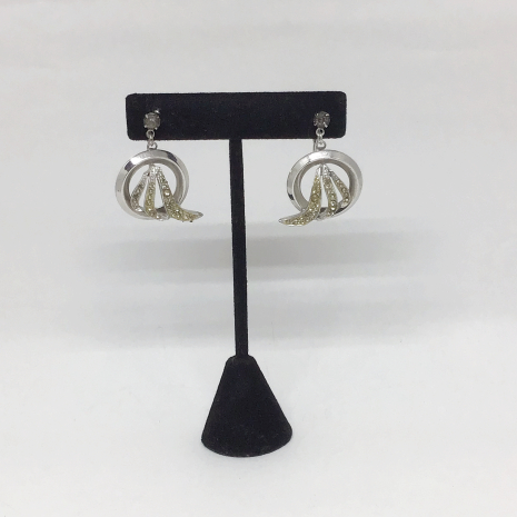 Vintage 28 Rhinestone Swirl Dangling Earrings