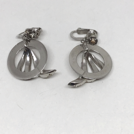 Vintage 28 Rhinestone Swirl Dangling Earrings