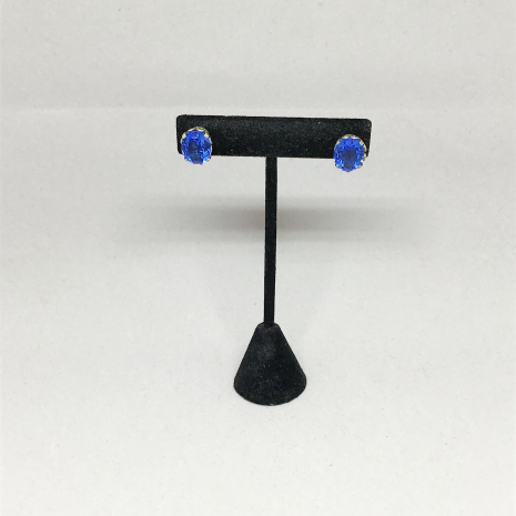 Vintage 1940s "Guglielmo Cini" Corinthian Stud, Sapphire Blue Stone, Sterling Si