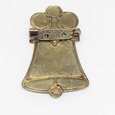 Vintage Enamel and Tin Christmas Bell Pin