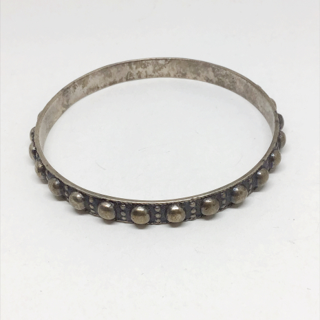 Vintage Oxidized Silver Indian Bangle Bracelets- Set of Two