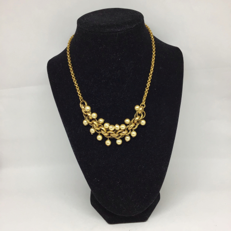Vintage 1950s/1960s Cha-Cha Gold-Tone Faux Pearl Necklace