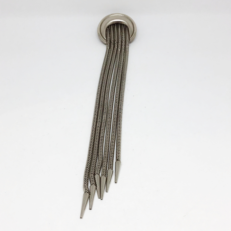 Vintage Silver Metal Tone 11 inch Dress Clip with Aiguillette Tassels