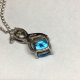 Sterling Silver Blue Swiss Topaz And Diamond Pendant Necklace