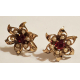 Vintage 1950s Emmmons Faux Ruby and Faux Pearl, Gold Tone Screw-Back Earrings