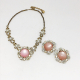 Vintage 16" Pink Moonglow Thermoset, Enamel and Rhinestone Flower Choker Necklac