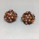 Vintage 1950s Japan Rose and Orange Gold Bead Earrings 