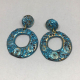 Vintage 1970 Boho Blue and Gold Pierced Earrings