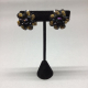 Vintage 1950s Black Aurora Borealis with Black and Gold Bead West Germany Earrin