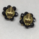 Vintage 1950s Black Aurora Borealis with Black and Gold Bead West Germany Earrin