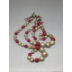 Vintage 1950s 17" Japan Pink and White Faux Pearl Pink Swirl Bead Double String