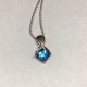 Sterling Silver Blue Swiss Topaz And Diamond Pendant Necklace