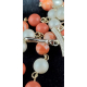 Vintage 17" Japan Orange and Peach Swirl Bead and White Faux Pearl Triple String