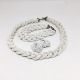 Vintage 1960s White Czechoslovakian Braided Seed Bead Choker Necklace, 8" Bracel