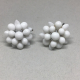 Vintage 1950s Marked Germany White Milk Glass Flower Cluster Screw-Back Earrings
