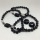 Vintage 1950s Faceted Lucite Black and Clear Bead Necklace and Earring Set