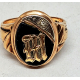 Vintage 10K Gold Signet Initial "M" with Diamond Accent Two-Tone Gold Repousse'