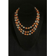 Vintage 17" Japan Orange and Peach Swirl Bead and White Faux Pearl Triple String