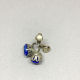 Vintage 1940s "Guglielmo Cini" Corinthian Stud, Sapphire Blue Stone, Sterling Si