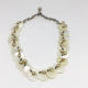 Vintage 15" Mother of Pearl Layered Disc Necklace with Dangling Faux Pearls on A