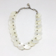 Vintage 15" Mother of Pearl Layered Disc Necklace with Dangling Faux Pearls on A