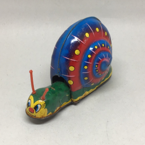 Vintage 1950s KKS Japan Tin Litho Snail Friction Toy