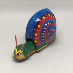 Vintage KKS Japan Tin Litho Snail Friction Toy