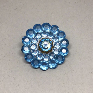 Vintage Blue Faceted Clear Lucite Flower Brooch/Pin