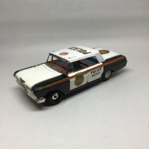 Vintage Japan Tin Litho Police Car Friction Toy