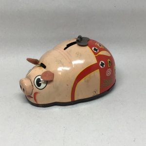 Vintage Japan Tin Litho Yonezawa Toys/Yonezawa Gangu ACE IMP. CO. Friction Toy Wind-up Pig