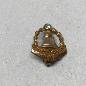 ♦︎ Vintage Illinois Bell 10k Yellow Gold 50-Year Service Pin with Diamond
