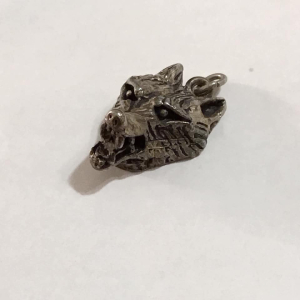 Wolf Head Silver Pendant Charm.
